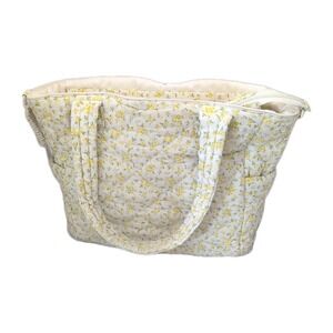 BEIS Large Quilted Tote Diaper Bag in Garden Party Yellow Floral Print